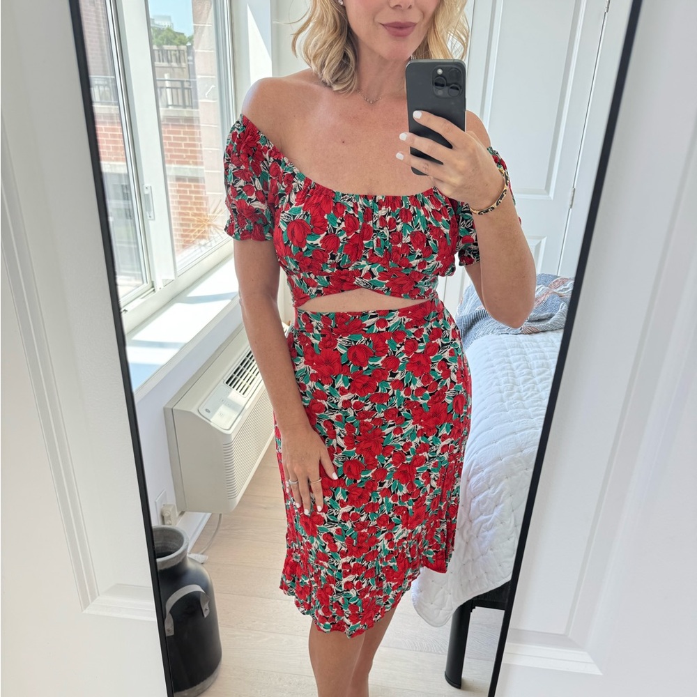 Floral Red Skirt
